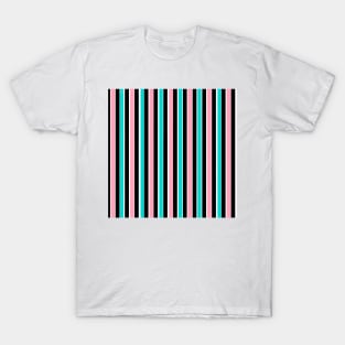 Black Pink and Blue Stripes T-Shirt